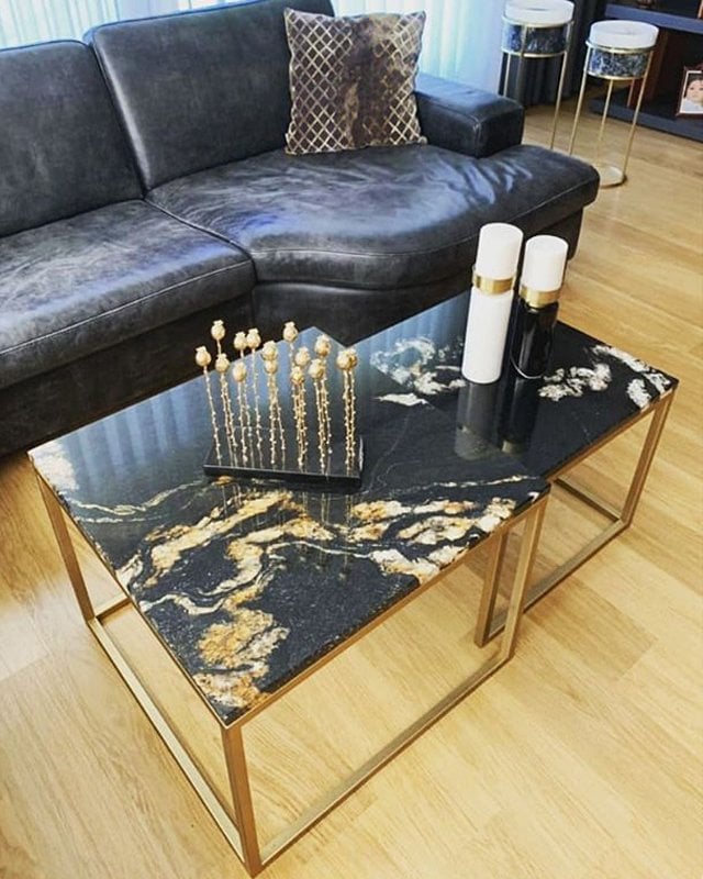 Arte Marble Black Taurus 2'li Orta Sehpa
