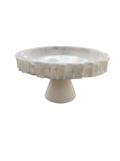 Arte Marble Muğla Beyaz Ayaklı Kalın Tabak