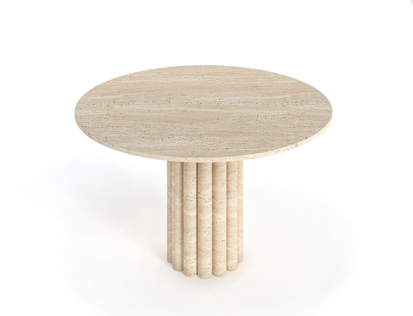 Arte Marble Traverten Yuvarlak Masa