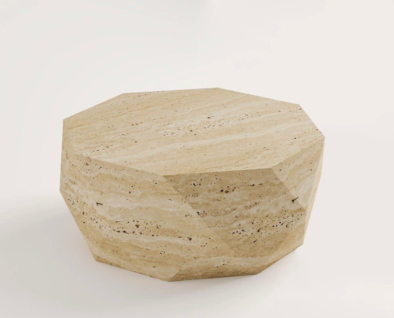 Arte Marble Traverten Orta Sehpa