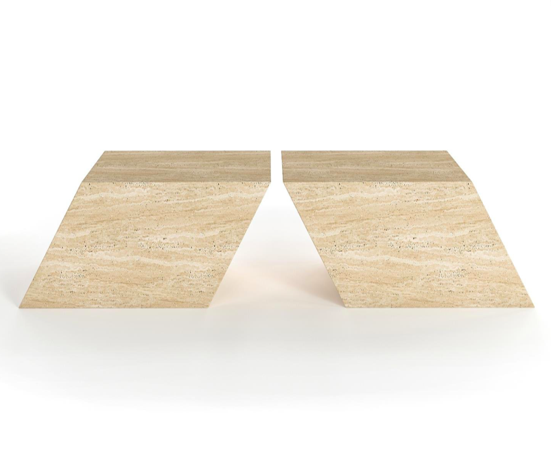Arte Marble Traverten Orta Sehpa