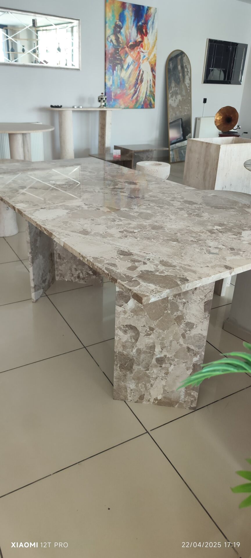 Arte Marble Latte Mermer Yemek Masası 200x100