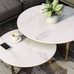 Arte Marble White Muğla 2'li Orta Sehpa