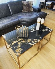 Arte Marble Black Taurus 2'li Orta Sehpa