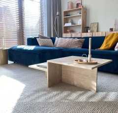 Arte Marble White Traverten Blok Orta Sehpa