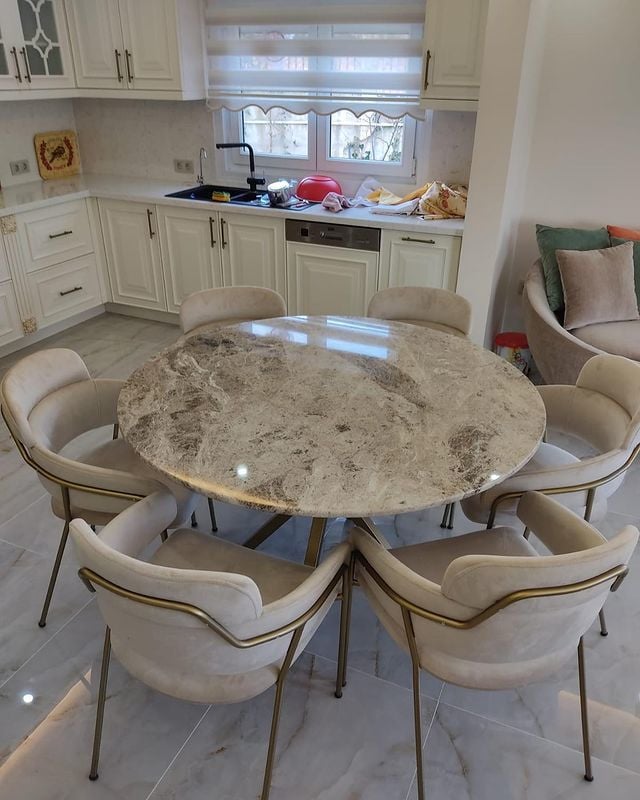 Arte Marble Dark Brown Yemek Masası