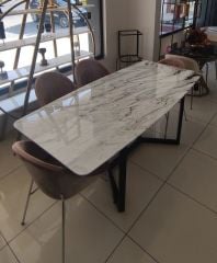Arte Marble Yerli Carrara Yemek Masası