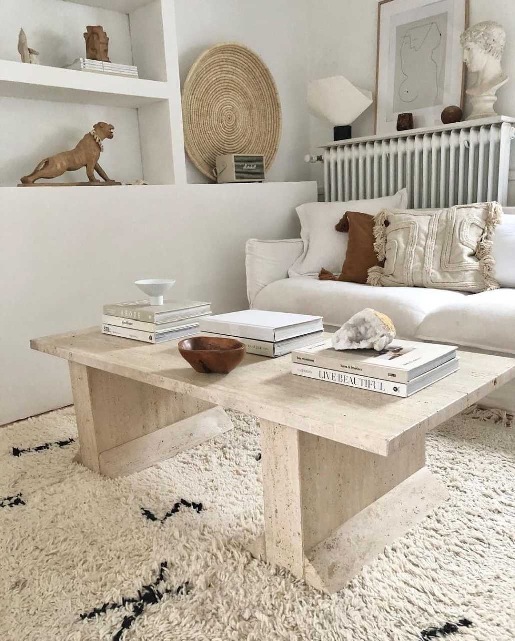 Arte Marble Traverten Blok Orta Sehpa