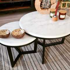 Arte Marble Afyon Gri 2'li Orta Sehpa