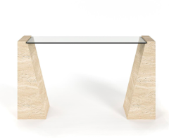 Arte Marble Traverten Ayaklı Cam Dresuar