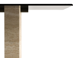 Arte Marble Traverten Cam Yemek Masası