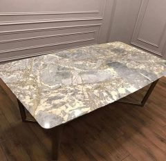 Arte Marble Bianco Muğla Mermer Yemek Masası 180x90
