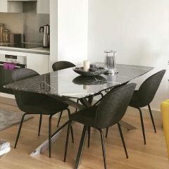 Arte Marble Alanya Siyahı Mermer Yemek Masası 180x90