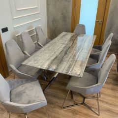 Arte Marble Diana Grey Mermer Yemek Masası 140x90