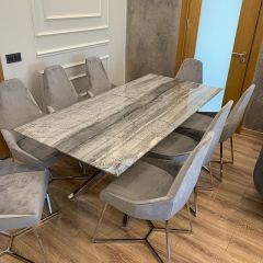 Arte Marble Diana Grey Mermer Yemek Masası 200x100