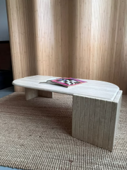 Arte Marble Traverten Kavisli Orta Sehpa