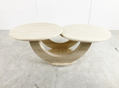 Arte Marble Traverten Yuvarlak 2'li Orta Sehpa