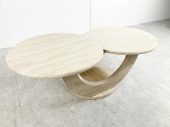 Arte Marble Traverten Yuvarlak 2'li Orta Sehpa