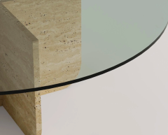 Arte Marble Traverten Cam Orta Sehpa
