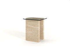 Arte Marble Traverten Cam Yan Sehpa