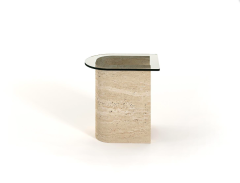 Arte Marble Traverten Cam Yan Sehpa