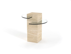 Arte Marble Traverten Cam Yan Sehpa