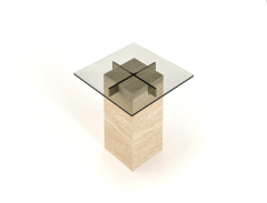Arte Marble Traverten Cam Yan Sehpa