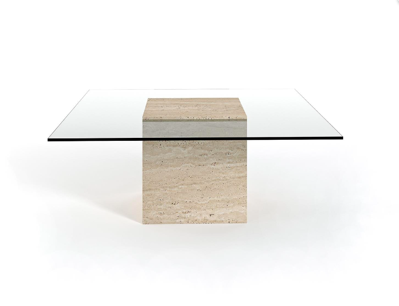 Arte Marble Traverten Cam Orta Sehpa