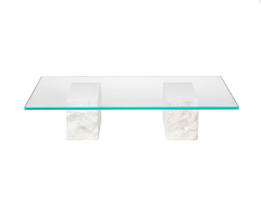 Arte Marble Traverten Cam Orta Sehpa