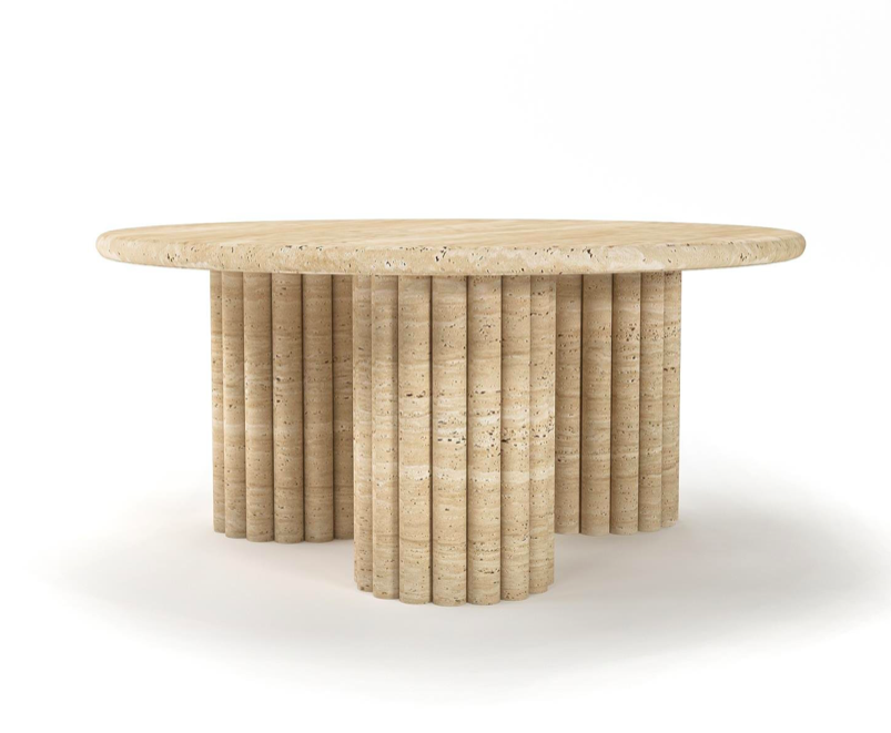 Arte Marble Traverten Orta Sehpa