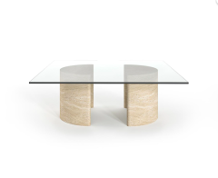 Arte Marble Traverten Cam Orta Sehpa