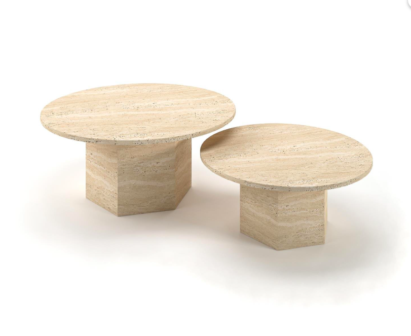 Arte Marble Traverten Orta Sehpa