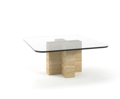 Arte Marble Traverten Cam Orta Sehpa