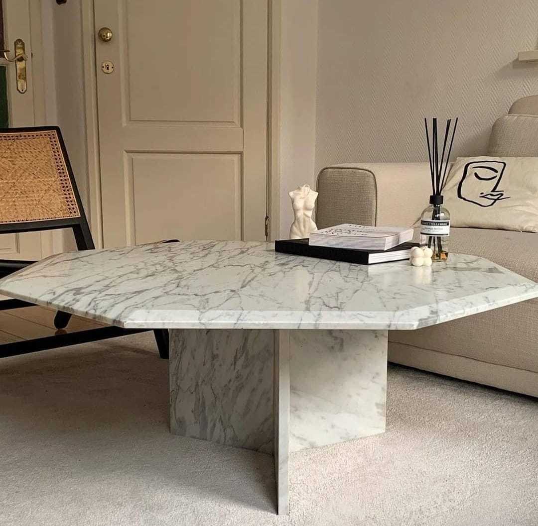Arte Marble Carrara Mermer Ayak Orta Sehpa