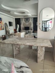 Arte Marble Latte Mermer Yemek Masası