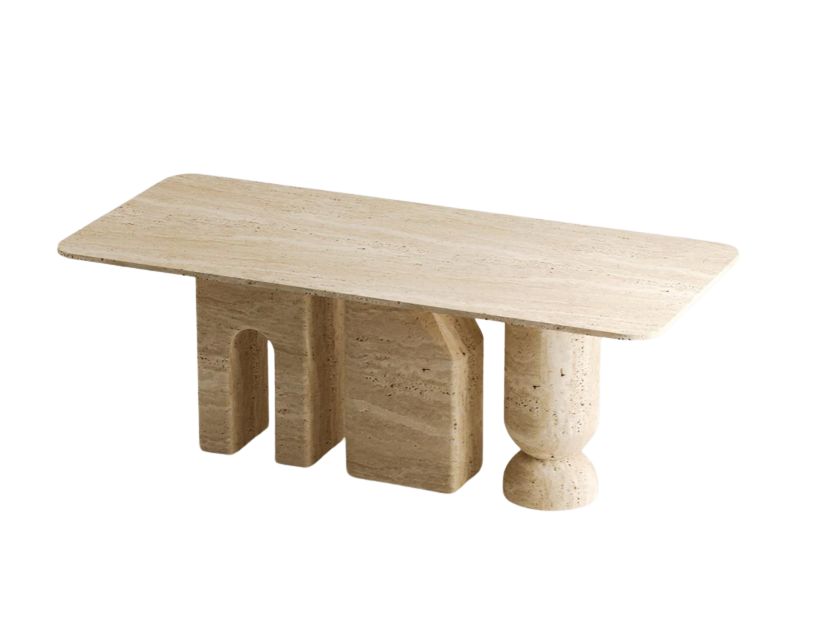 Arte Marble Traverten Yemek Masası