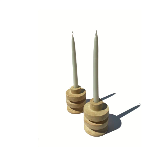 Arte Marble Traverten Silindir Şamdan
