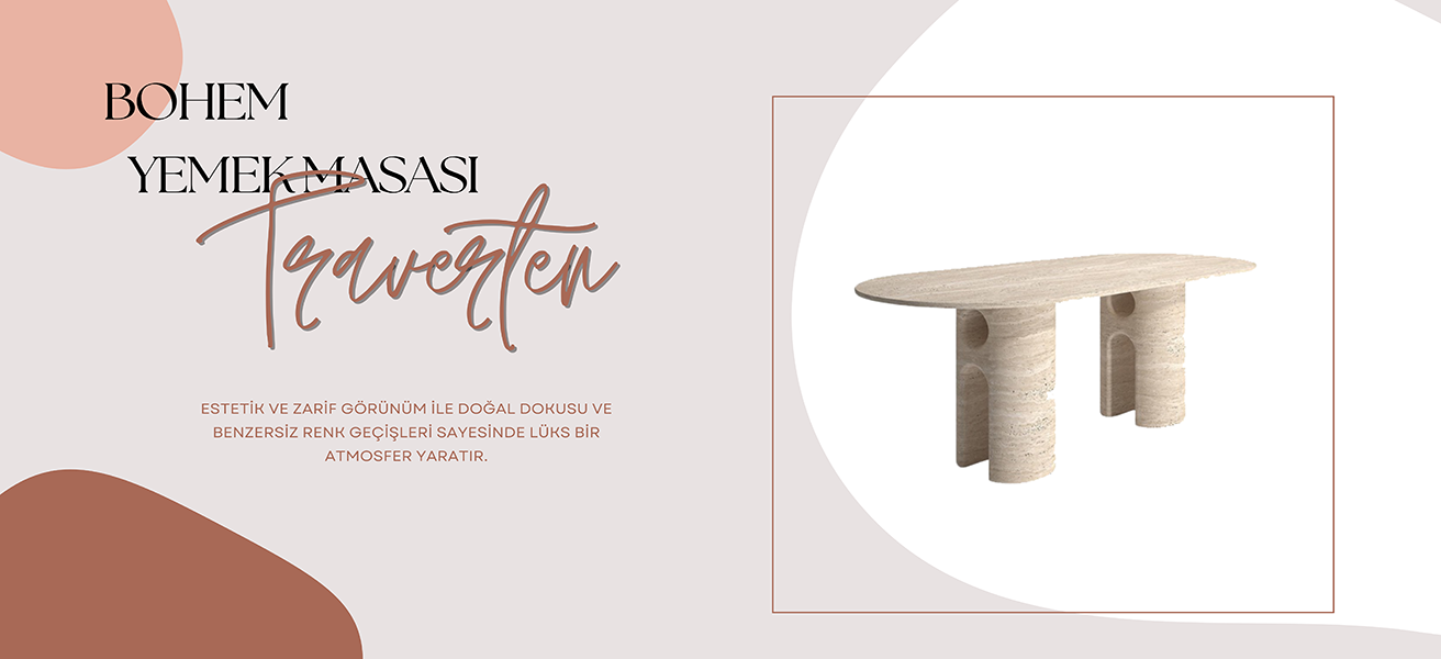 Traverten Yemek Masası