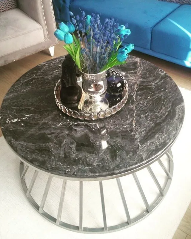 Arte Marble Olimpia Silver Wave Orta Sehpa