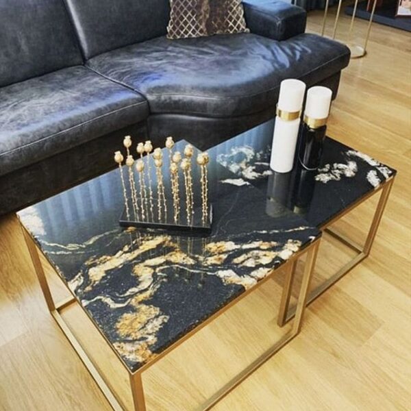 Arte Marble Catanduva Black Taurus 2'li Orta Sehpa
