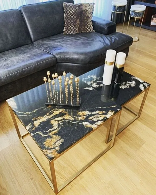 Arte Marble Catanduva Black Taurus 2'li Orta Sehpa