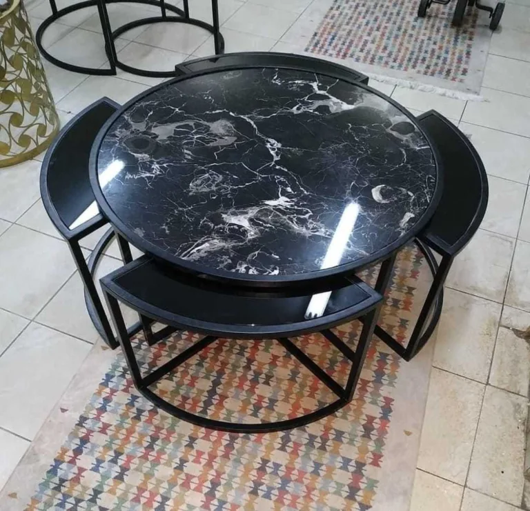 Arte Marble Lins Portoro White Pizza Dilim Orta Sehpa