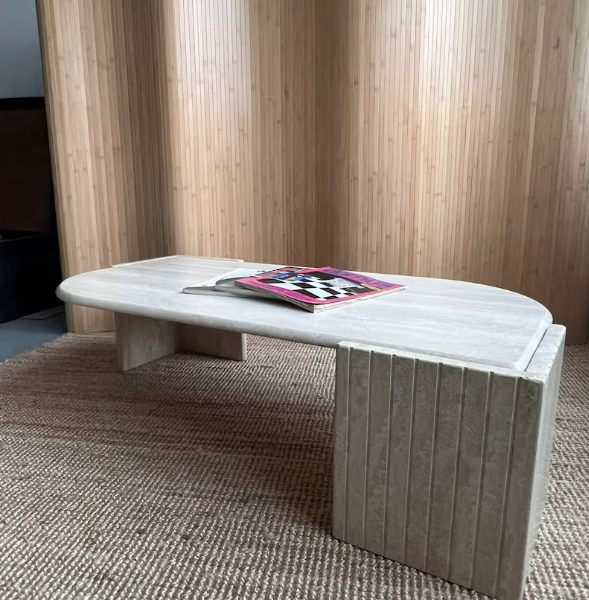 Arte Marble Capitolio Traverten Kavisli Orta Sehpa
