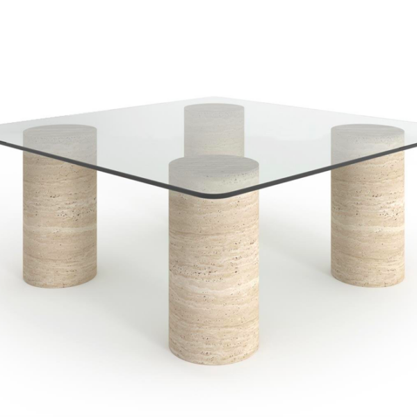 Arte Marble Januaria Traverten Ayaklı Cam Orta Sehpa