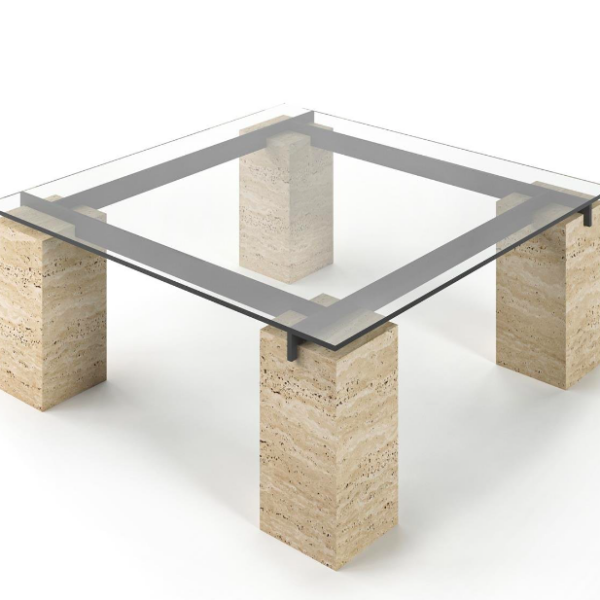 Arte Marble Saquarema Traverten Cam Orta Sehpa