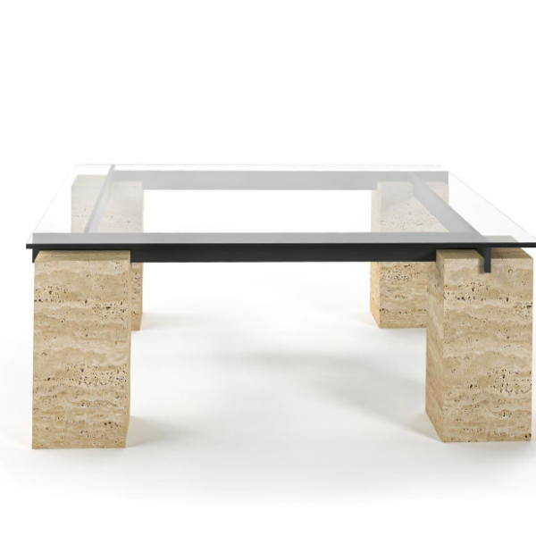 Arte Marble Saquarema Traverten Cam Orta Sehpa