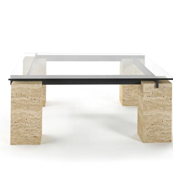 Arte Marble Saquarema Traverten Cam Orta Sehpa