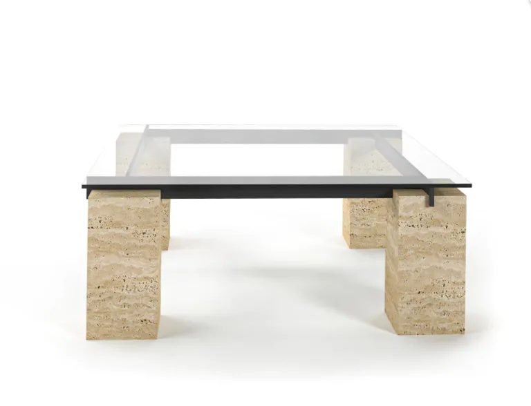 Arte Marble Saquarema Traverten Cam Orta Sehpa