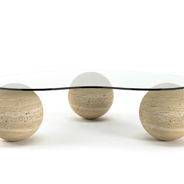 Arte Marble Resende Traverten Cam Orta Sehpa