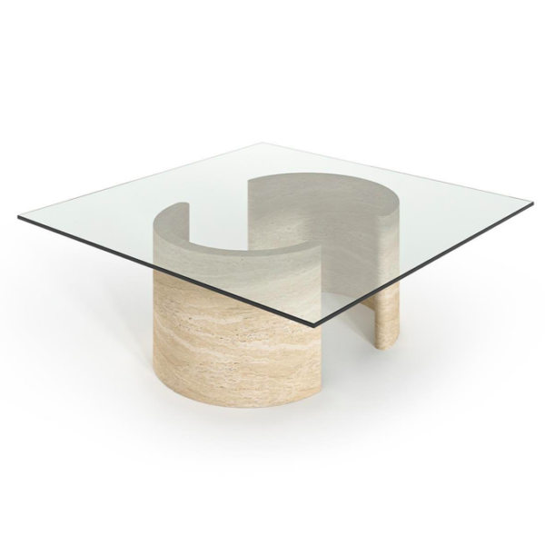 Arte Marble Salgueiro Traverten Cam Orta Sehpa